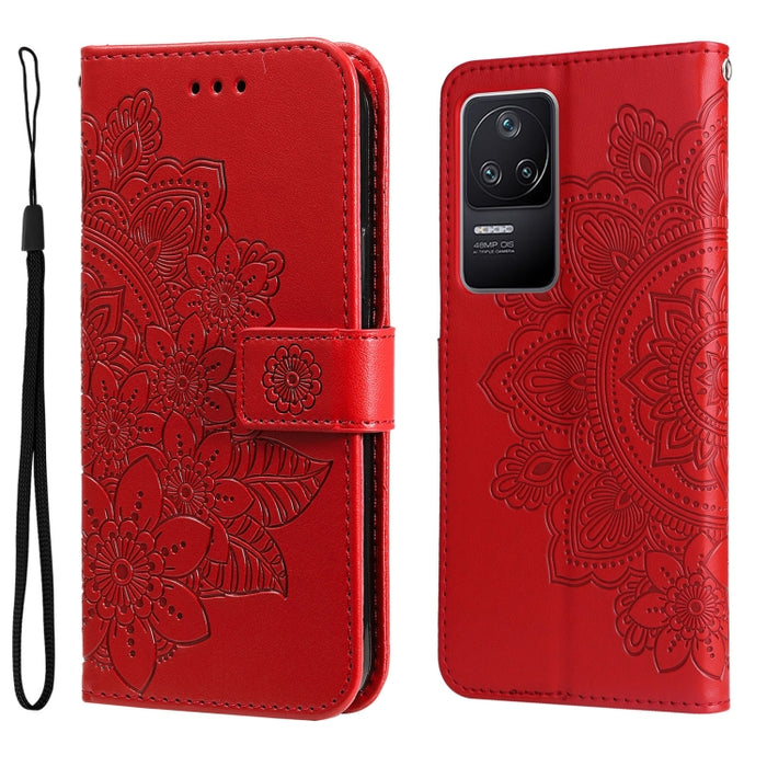 Estuche de cuero con estampado de flores de 7 pétalos, For Xiaomi Redmi K40S / Poco F4, For Xiaomi Redmi Note 11T Pro/Poco X4 GT
