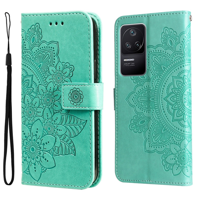 Estuche de cuero con estampado de flores de 7 pétalos, For Xiaomi Redmi K40S / Poco F4, For Xiaomi Redmi Note 11T Pro/Poco X4 GT