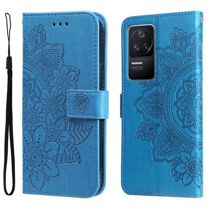 Estuche de cuero con estampado de flores de 7 pétalos, For Xiaomi Redmi K40S / Poco F4, For Xiaomi Redmi Note 11T Pro/Poco X4 GT