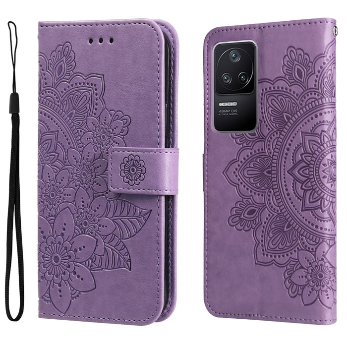Estuche de cuero con estampado de flores de 7 pétalos, For Xiaomi Redmi K40S / Poco F4, For Xiaomi Redmi Note 11T Pro/Poco X4 GT