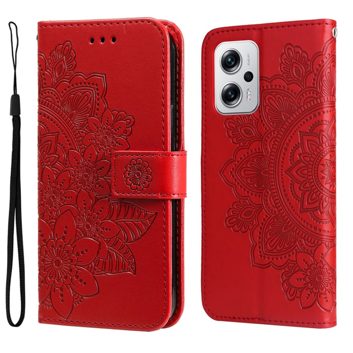 Estuche de cuero con estampado de flores de 7 pétalos, For Xiaomi Redmi K40S / Poco F4, For Xiaomi Redmi Note 11T Pro/Poco X4 GT