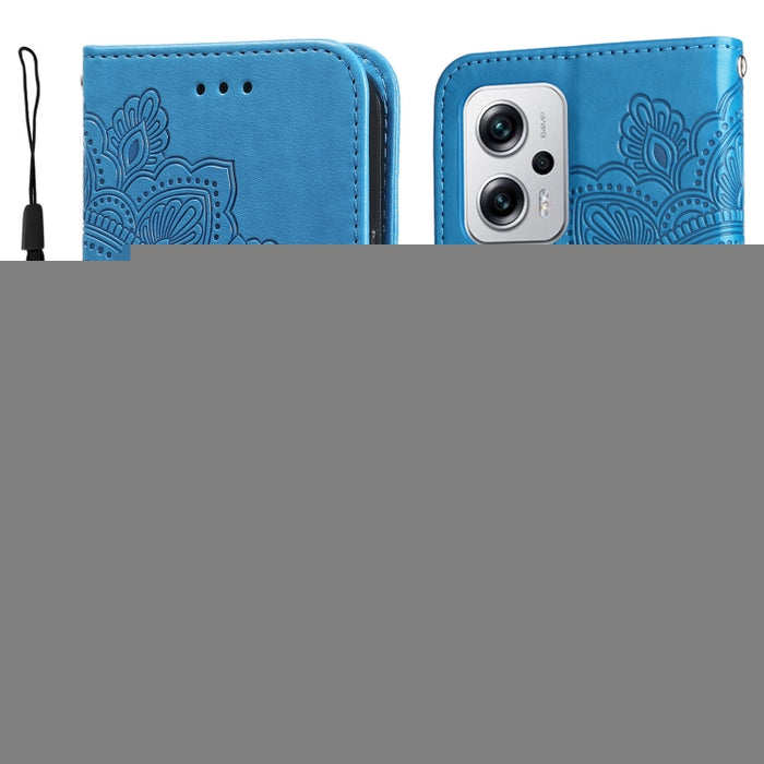 Estuche de cuero con estampado de flores de 7 pétalos, For Xiaomi Redmi K40S / Poco F4, For Xiaomi Redmi Note 11T Pro/Poco X4 GT