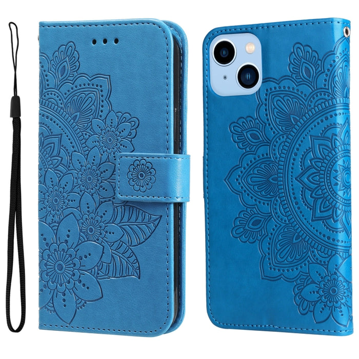 Estuche de cuero con estampado de flores de 7 pétalos