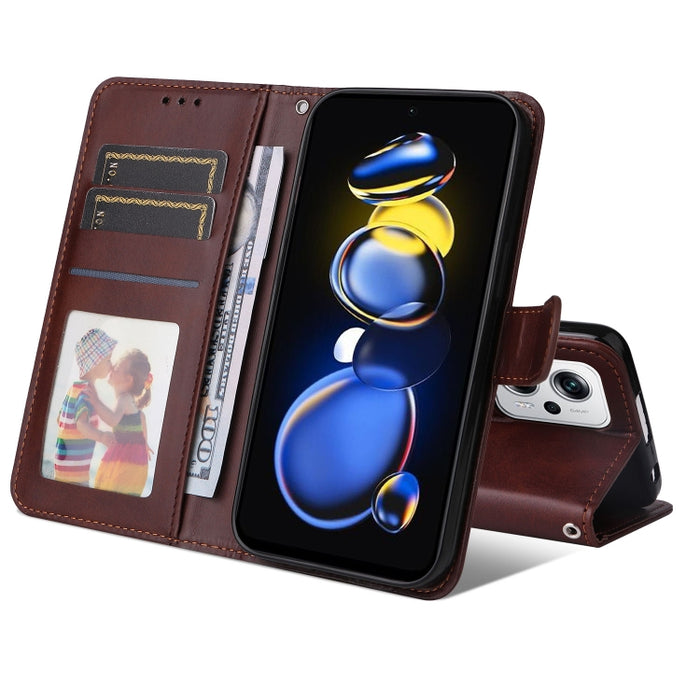 Estuche para teléfono de cuero con textura de becerro, For Xiaomi Redmi K40S / Poco F4, For Xiaomi Redmi Note 11T Pro/Poco X4 GT