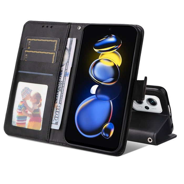 Estuche para teléfono de cuero con textura de becerro, For Xiaomi Redmi K40S / Poco F4, For Xiaomi Redmi Note 11T Pro/Poco X4 GT