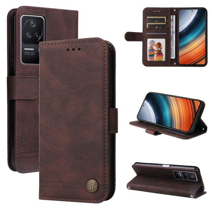 Estuche de cuero con botón de metal Skin Feel Life Tree, For Xiaomi Redmi K40S / Poco F4, For Xiaomi Redmi Note 11T Pro/Poco X4 GT