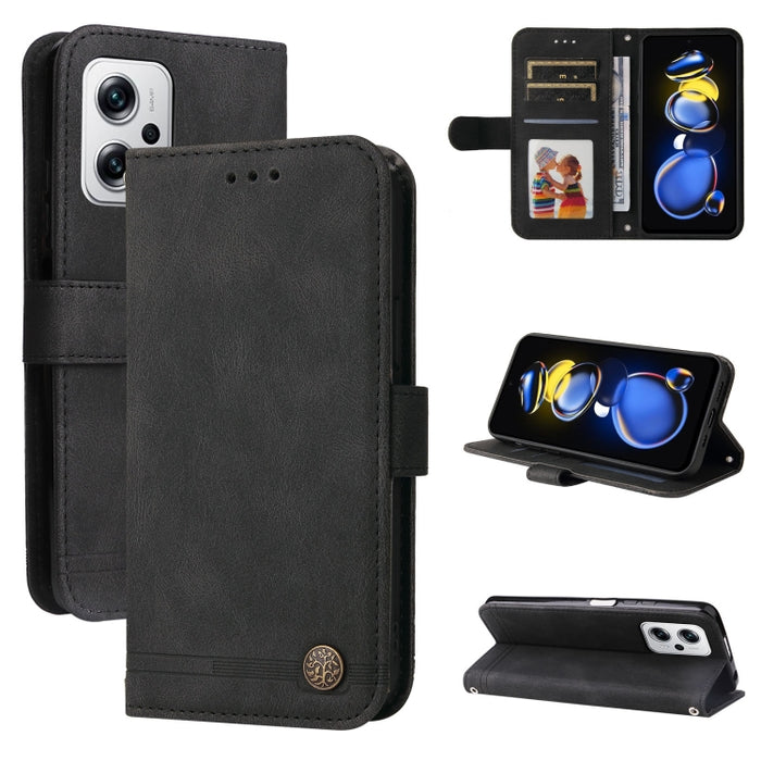 Estuche de cuero con botón de metal Skin Feel Life Tree, For Xiaomi Redmi K40S / Poco F4, For Xiaomi Redmi Note 11T Pro/Poco X4 GT