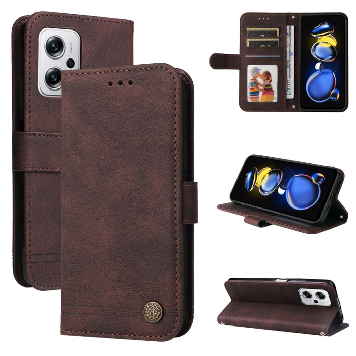 Estuche de cuero con botón de metal Skin Feel Life Tree, For Xiaomi Redmi K40S / Poco F4, For Xiaomi Redmi Note 11T Pro/Poco X4 GT