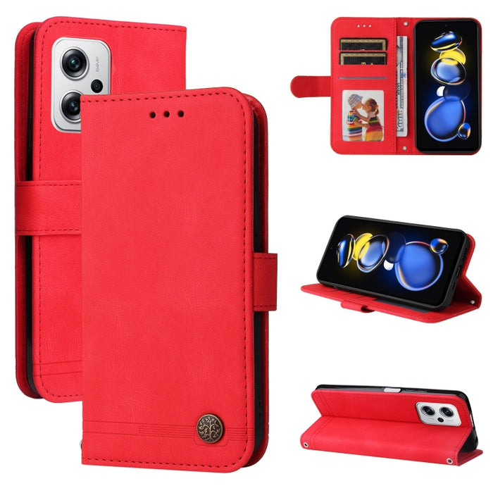 Estuche de cuero con botón de metal Skin Feel Life Tree, For Xiaomi Redmi K40S / Poco F4, For Xiaomi Redmi Note 11T Pro/Poco X4 GT