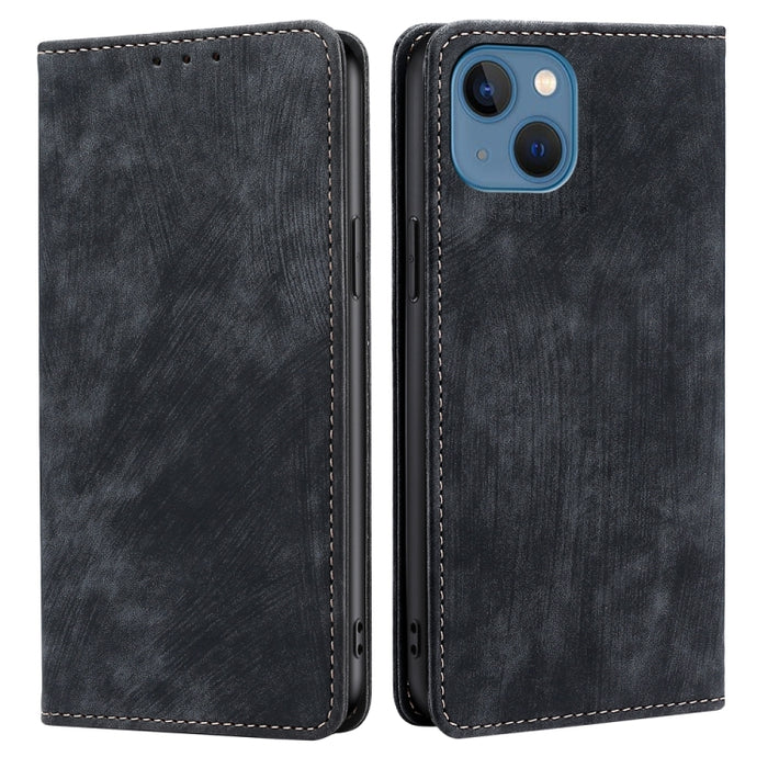 Estuche de teléfono de cuero magnético con cepillo antirrobo