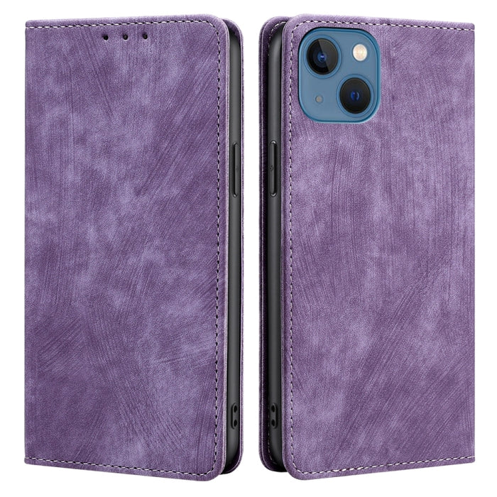 Estuche de teléfono de cuero magnético con cepillo antirrobo