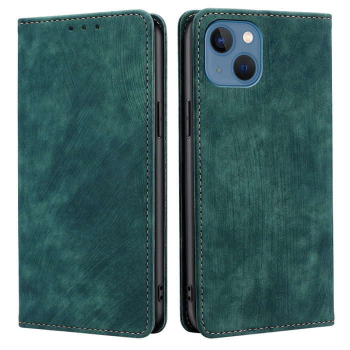 Estuche de teléfono de cuero magnético con cepillo antirrobo