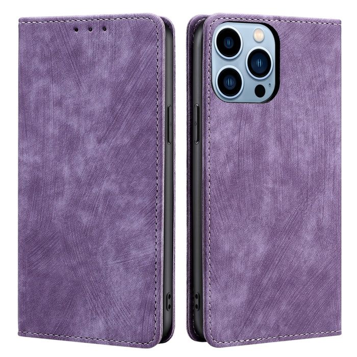 Estuche de teléfono de cuero magnético con cepillo antirrobo