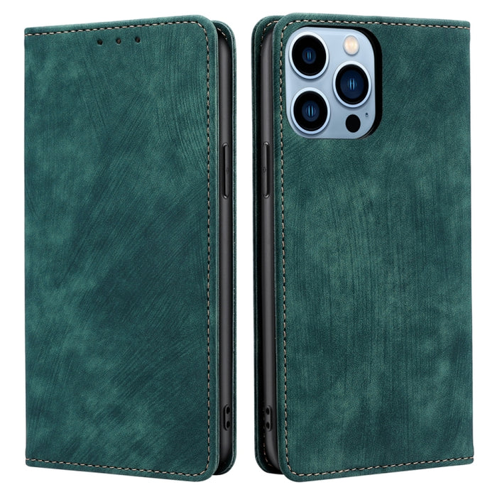 Estuche de teléfono de cuero magnético con cepillo antirrobo