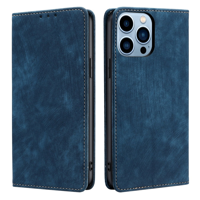 Estuche de teléfono de cuero magnético con cepillo antirrobo