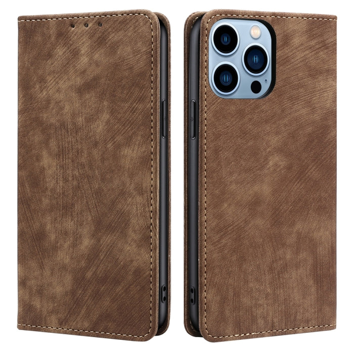 Estuche de teléfono de cuero magnético con cepillo antirrobo