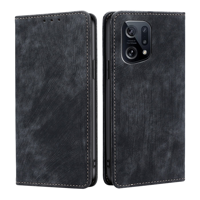 Estuche para teléfono de cuero magnético con cepillo antirrobo RFID, For OPPO A36 4G/A76 4G Global, For OPPO Find X2, For OPPO Find X5, For OPPO K10 Pro 5G, For OPPO Reno6 Pro, For OPPO Reno8 5G, For OPPO Reno8 Pro+ 5G, For Realme 9 Pro/V25/Q5 5G      ...