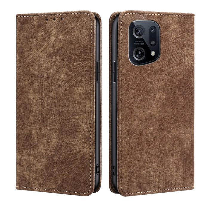Estuche para teléfono de cuero magnético con cepillo antirrobo RFID, For OPPO A36 4G/A76 4G Global, For OPPO Find X2, For OPPO Find X5, For OPPO K10 Pro 5G, For OPPO Reno6 Pro, For OPPO Reno8 5G, For OPPO Reno8 Pro+ 5G, For Realme 9 Pro/V25/Q5 5G      ...