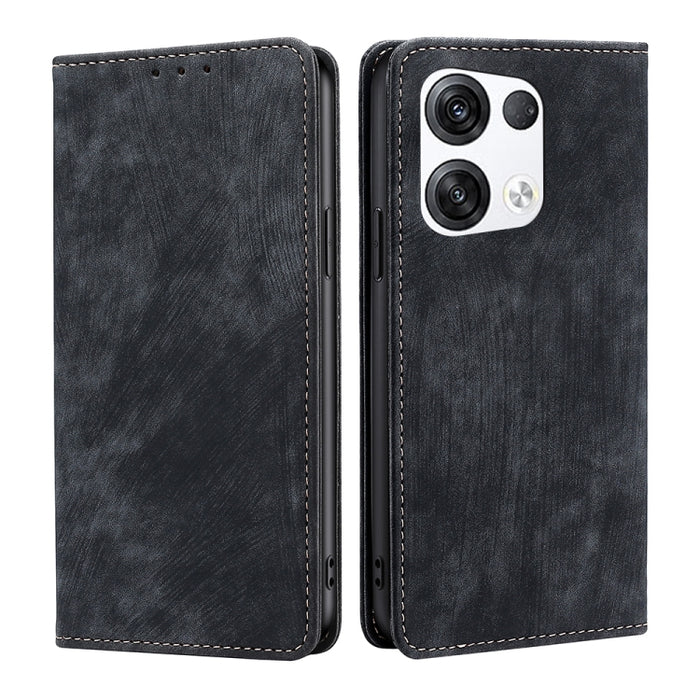 Estuche para teléfono de cuero magnético con cepillo antirrobo RFID, For OPPO A36 4G/A76 4G Global, For OPPO Find X2, For OPPO Find X5, For OPPO K10 Pro 5G, For OPPO Reno6 Pro, For OPPO Reno8 5G, For OPPO Reno8 Pro+ 5G, For Realme 9 Pro/V25/Q5 5G      ...