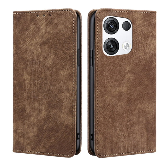 Estuche para teléfono de cuero magnético con cepillo antirrobo RFID, For OPPO A36 4G/A76 4G Global, For OPPO Find X2, For OPPO Find X5, For OPPO K10 Pro 5G, For OPPO Reno6 Pro, For OPPO Reno8 5G, For OPPO Reno8 Pro+ 5G, For Realme 9 Pro/V25/Q5 5G      ...