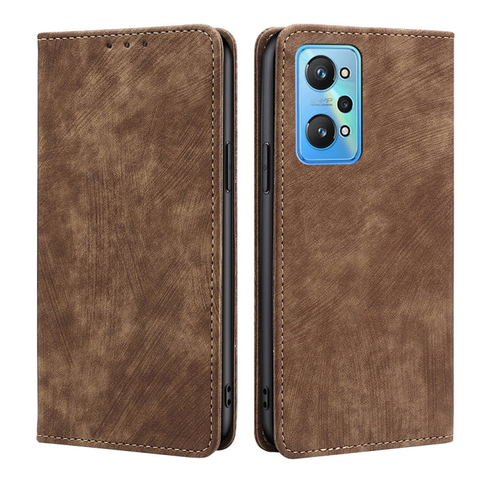 Estuche para teléfono de cuero magnético con cepillo antirrobo RFID, For OPPO A36 4G/A76 4G Global, For OPPO Find X2, For OPPO Find X5, For OPPO K10 Pro 5G, For OPPO Reno6 Pro, For OPPO Reno8 5G, For OPPO Reno8 Pro+ 5G, For Realme 9 Pro/V25/Q5 5G      ...