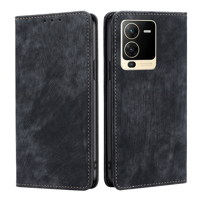 Estuche para teléfono de cuero magnético con cepillo antirrobo RFID, For OPPO A36 4G/A76 4G Global, For OPPO Find X2, For OPPO Find X5, For OPPO K10 Pro 5G, For OPPO Reno6 Pro, For OPPO Reno8 5G, For OPPO Reno8 Pro+ 5G, For Realme 9 Pro/V25/Q5 5G      ...