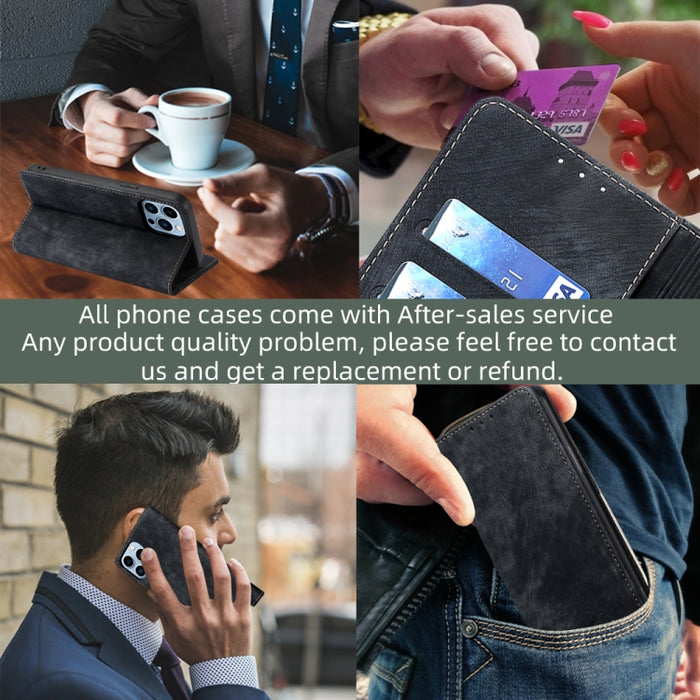 Estuche para teléfono de cuero magnético con cepillo antirrobo RFID, For Xiaomi Redmi Note 10 JE  Japan, For Xiaomi 12, For Xiaomi 12S Ultra, For Xiaomi Poco C40, For Xiaomi Poco M4 5G, For OnePlus Nord CE 2 5G, For ZTE Axon 30 Pro