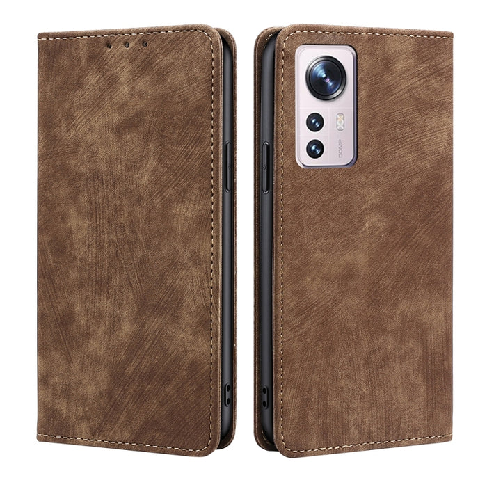 Estuche para teléfono de cuero magnético con cepillo antirrobo RFID, For Xiaomi Redmi Note 10 JE  Japan, For Xiaomi 12, For Xiaomi 12S Ultra, For Xiaomi Poco C40, For Xiaomi Poco M4 5G, For OnePlus Nord CE 2 5G, For ZTE Axon 30 Pro