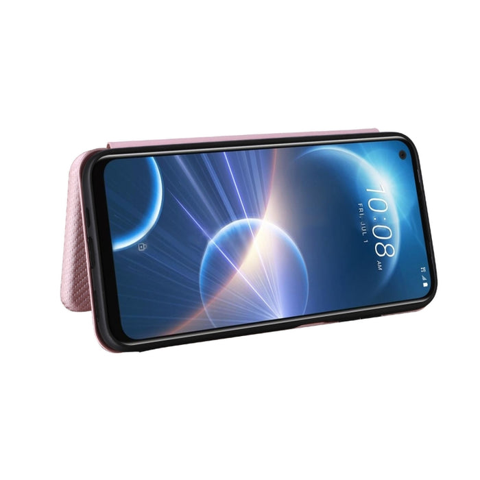 Caja de teléfono de cuero con tapa magnética de textura de fibra de carbono, For HTC Desire 22 Pro, For Realme C30, For Nokia C21 Plus, For Xiaomi 12S Ultra