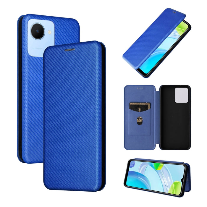 Caja de teléfono de cuero con tapa magnética de textura de fibra de carbono, For HTC Desire 22 Pro, For Realme C30, For Nokia C21 Plus, For Xiaomi 12S Ultra