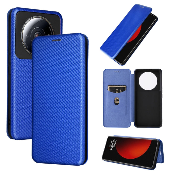 Caja de teléfono de cuero con tapa magnética de textura de fibra de carbono, For HTC Desire 22 Pro, For Realme C30, For Nokia C21 Plus, For Xiaomi 12S Ultra