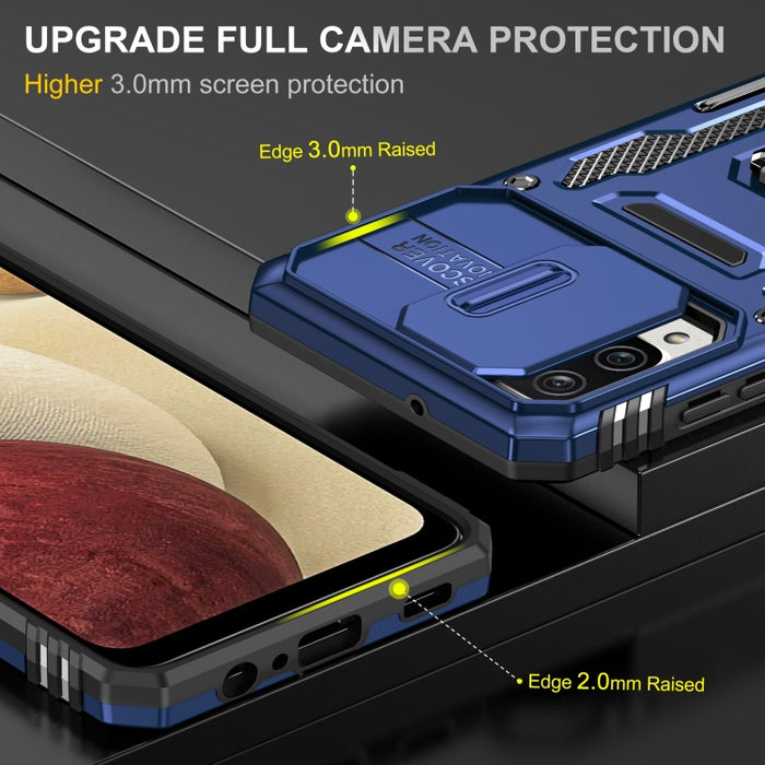 Armor PC + TPU Funda protectora para teléfono con cámara, For Samsung Galaxy A12 5G/4G / M12 / F12, For Xiaomi 12 Pro, For Samsung Galaxy A32 5G, For Samsung Galaxy A52 5G/4G, For Samsung Galaxy S21 5G, For Samsung Galaxy S21+ 5G                       ...