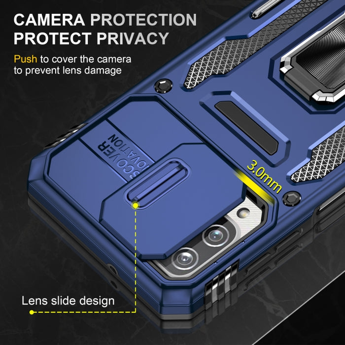 Armor PC + TPU Funda protectora para teléfono con cámara, For Samsung Galaxy A12 5G/4G / M12 / F12, For Xiaomi 12 Pro, For Samsung Galaxy A32 5G, For Samsung Galaxy A52 5G/4G, For Samsung Galaxy S21 5G, For Samsung Galaxy S21+ 5G                       ...