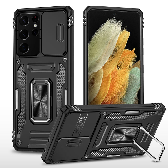 Armor PC + TPU Funda protectora para teléfono con cámara, For Samsung Galaxy A12 5G/4G / M12 / F12, For Xiaomi 12 Pro, For Samsung Galaxy A32 5G, For Samsung Galaxy A52 5G/4G, For Samsung Galaxy S21 5G, For Samsung Galaxy S21+ 5G                       ...