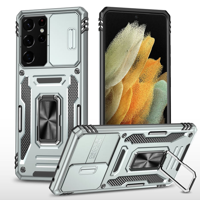 Armor PC + TPU Funda protectora para teléfono con cámara, For Samsung Galaxy A12 5G/4G / M12 / F12, For Xiaomi 12 Pro, For Samsung Galaxy A32 5G, For Samsung Galaxy A52 5G/4G, For Samsung Galaxy S21 5G, For Samsung Galaxy S21+ 5G                       ...