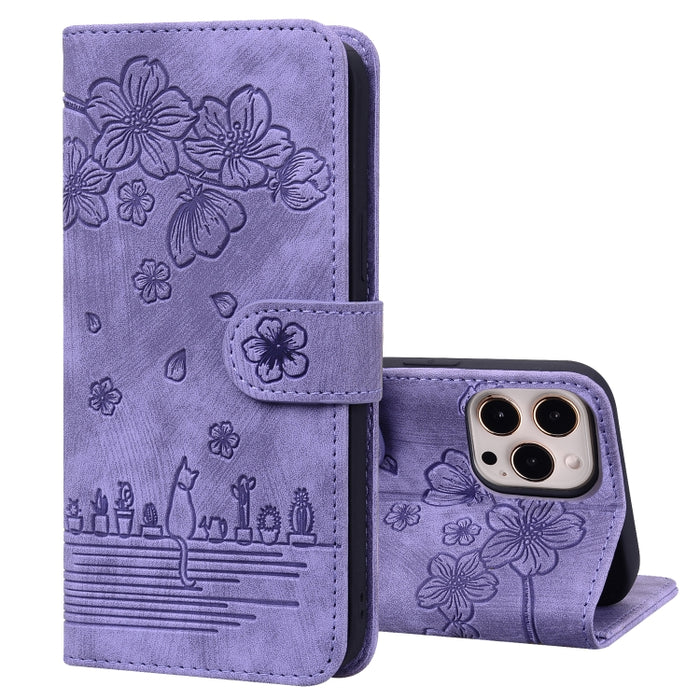 Estuche de cuero en relieve de dibujos animados Sakura Cat