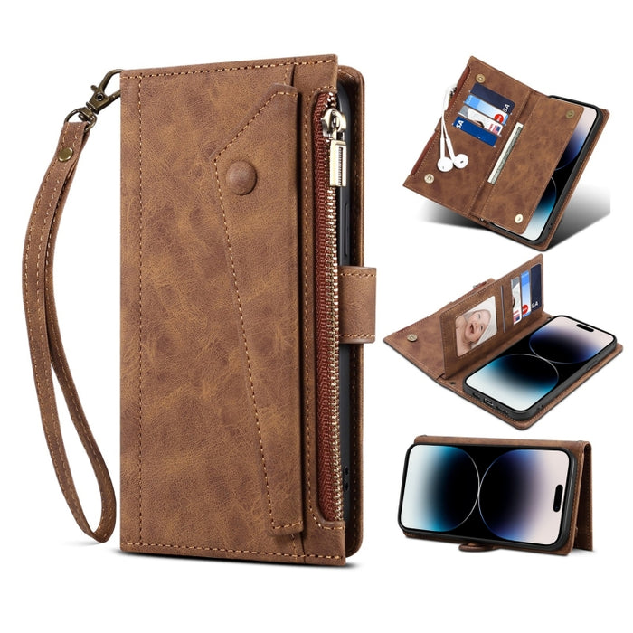 Estuche para teléfono de cuero con tapa RFID retro esmerilado