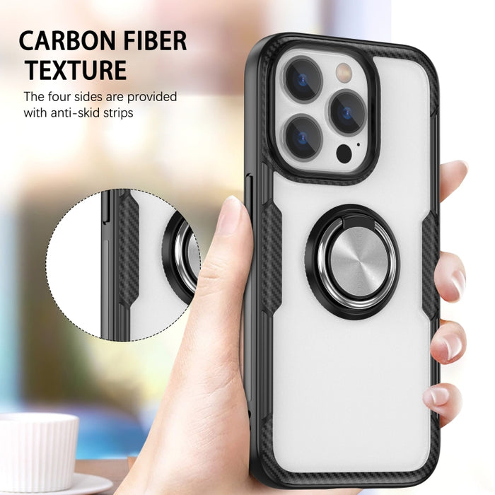 TPU transparente a prueba de golpes + funda protectora de acrílico para teléfono con soporte para anillo