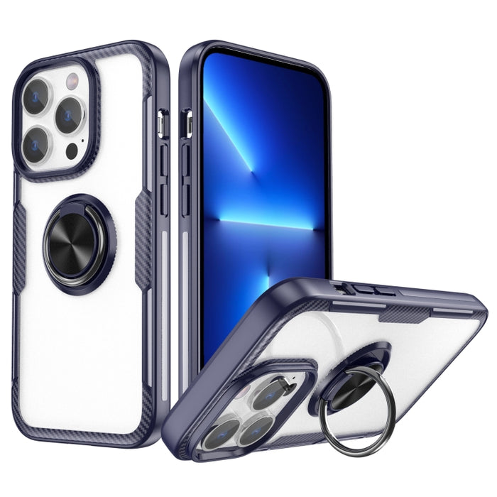 TPU transparente a prueba de golpes + funda protectora de acrílico para teléfono con soporte para anillo