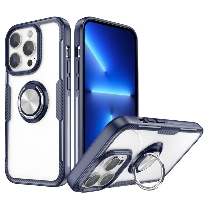 TPU transparente a prueba de golpes + funda protectora de acrílico para teléfono con soporte para anillo