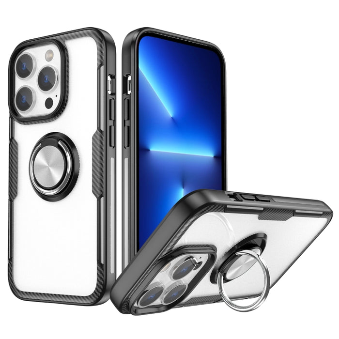 TPU transparente a prueba de golpes + funda protectora de acrílico para teléfono con soporte para anillo