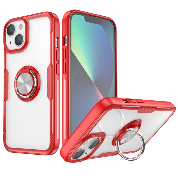 TPU transparente a prueba de golpes + funda protectora de acrílico para teléfono con soporte para anillo