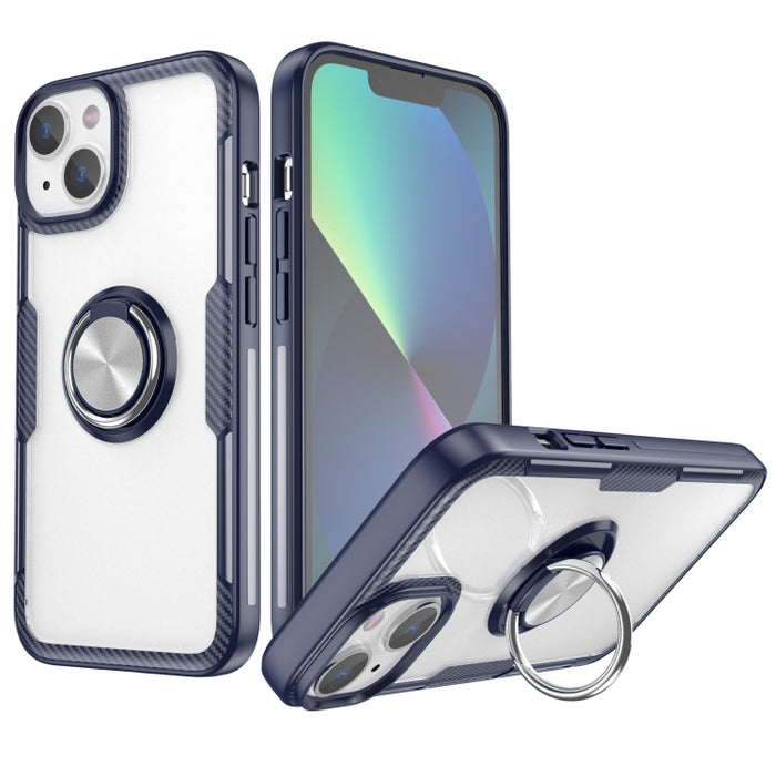 TPU transparente a prueba de golpes + funda protectora de acrílico para teléfono con soporte para anillo