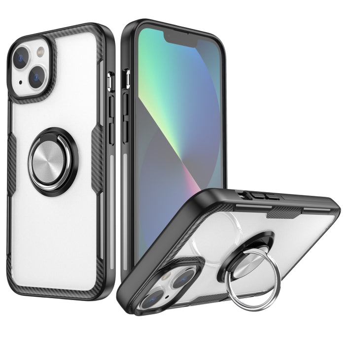 TPU transparente a prueba de golpes + funda protectora de acrílico para teléfono con soporte para anillo