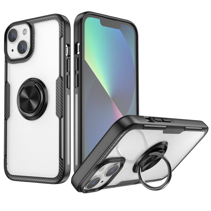 TPU transparente a prueba de golpes + funda protectora de acrílico para teléfono con soporte para anillo