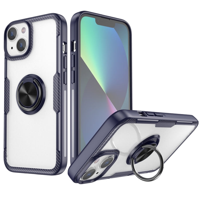 TPU transparente a prueba de golpes + funda protectora de acrílico para teléfono con soporte para anillo