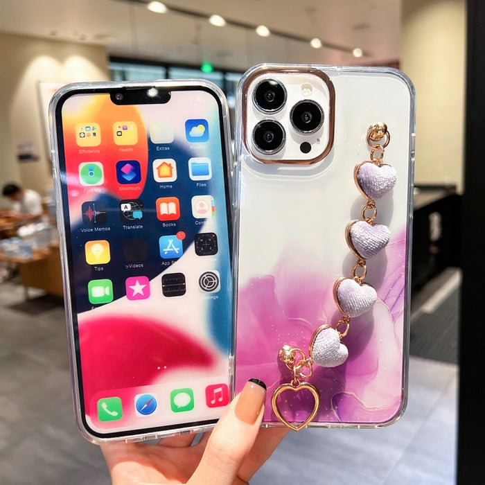 Estuche con diseño de mármol y halo dorado con pulsera Love
