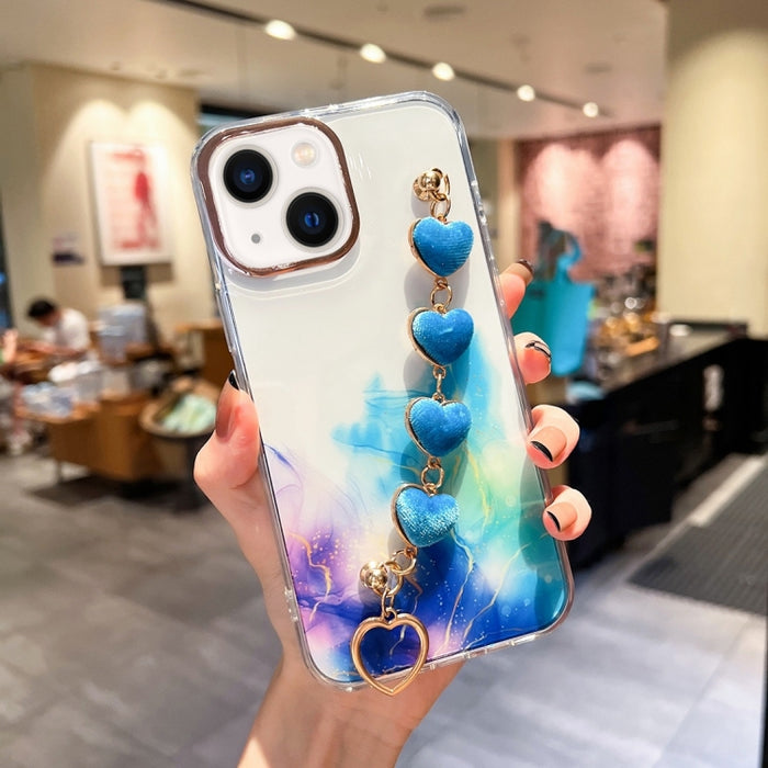 Estuche con diseño de mármol y halo dorado con pulsera Love