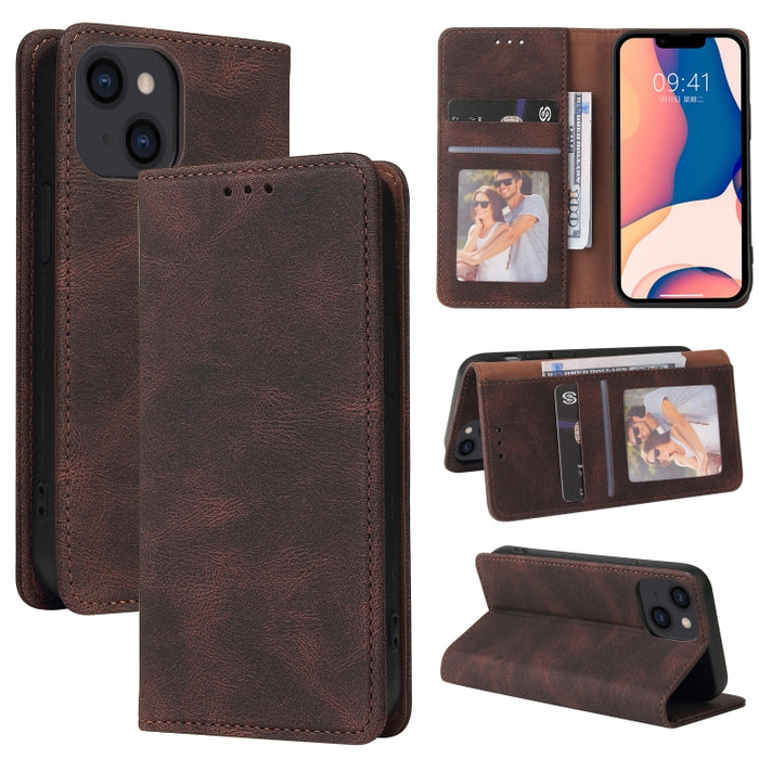 Estuche de cuero con tapa horizontal con cierre de succión simple