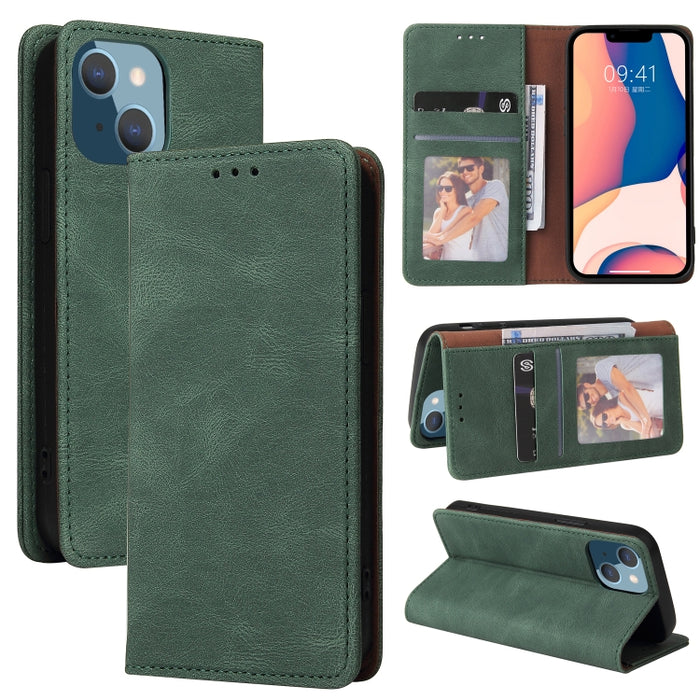 Estuche de cuero con tapa horizontal con cierre de succión simple
